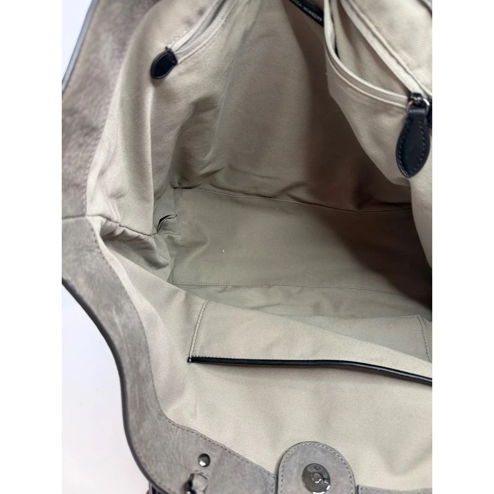 Rebecca Minkoff Grey Leather Chain Link Large Tote Bag Gunmetal Hardware‎